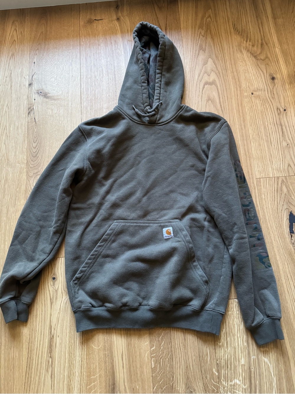 Carhartt Hooded Work Sweatshirt with camo logo and hood